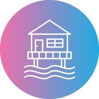 Beach Hut Line Gradient Circle Icon vector