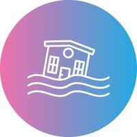 Flooded House Line Gradient Circle Icon vector