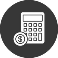 Calculator Glyph Inverted Icon vector