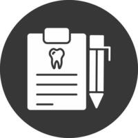 dental reporte glifo invertido icono vector