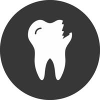 Broken Tooth Glyph Inverted Icon vector