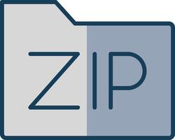 Zip Files Line Filled Grey Icon vector