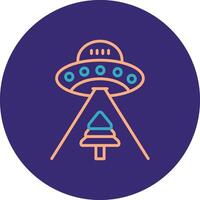 Ufo Line Two Color Circle Icon vector