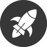Rocket Ship Glyph Inverted Icon vector