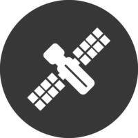 satélite glifo invertido icono vector