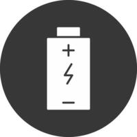 Battery Charged Glyph Inverted Icon vector