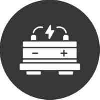 Car Battery Glyph Inverted Icon vector
