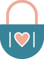 Heart Lock Glyph Two Color Icon vector
