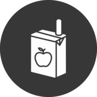 jugo caja glifo invertido icono vector