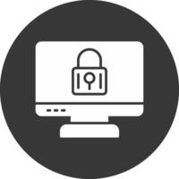 Locked Computer Glyph Inverted Icon vector