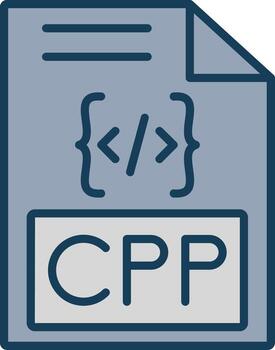 Cpp Line Filled Grey Icon vector