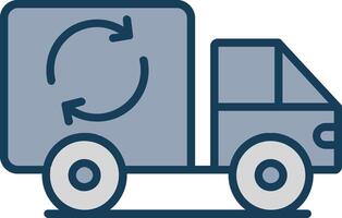 Garbage Truck Line Filled Grey Icon vector