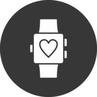 icono invertido de glifo de reloj inteligente vector