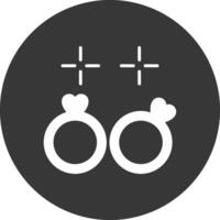 Wedding Rings Glyph Inverted Icon vector