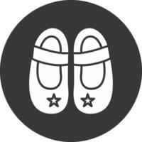 bebé zapato glifo invertido icono vector