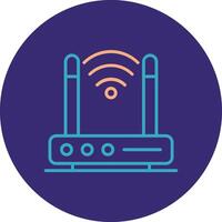 Wireless Modem Line Two Color Circle Icon vector
