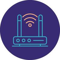 Wireless Modem Line Two Color Circle Icon vector