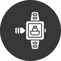 Smart Watch Glyph Inverted Icon vector