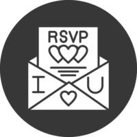 rsvp glifo invertido icono vector