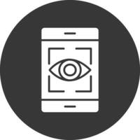 Eye Recognition Glyph Inverted Icon vector