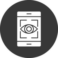 Eye Recognition Glyph Inverted Icon vector