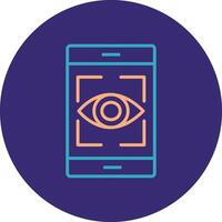 Eye Recognition Line Two Color Circle Icon vector