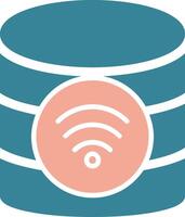 Wireless Database Glyph Two Color Icon vector