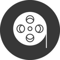 Film Reel Glyph Inverted Icon vector