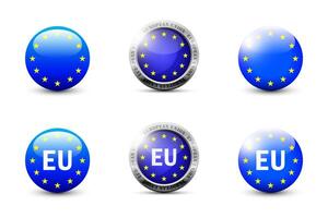 Europe flag glossy button. European union badge. Flat vector illustration.