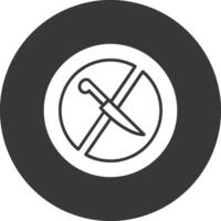 No cuchillo glifo invertido icono vector