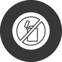 No encendedor glifo invertido icono vector