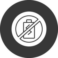 No Battery Glyph Inverted Icon vector