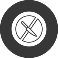 No cuchillo glifo invertido icono vector