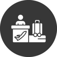 aeropuerto glifo invertido icono vector