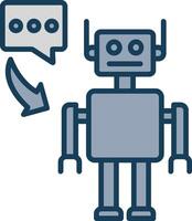 Robot Line Filled Grey Icon vector