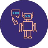 Robot Line Two Color Circle Icon vector