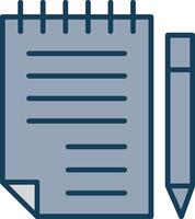 Note Pad Line Filled Grey Icon vector