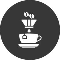 café filtrar glifo invertido icono vector