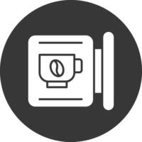café señalización glifo invertido icono vector