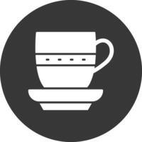 icono de glifo de taza de té invertido vector