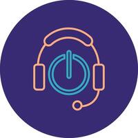 Headphones Line Two Color Circle Icon vector