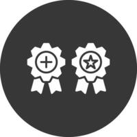medallas glifo invertido icono vector