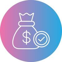 Cash Bag Line Gradient Circle Icon vector