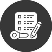 Contract Glyph Inverted Icon vector