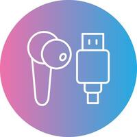 Earbud Line Gradient Circle Icon vector