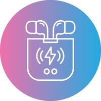 Earbuds Line Gradient Circle Icon vector