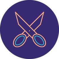 Scissors Line Two Color Circle Icon vector