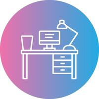 Work Table Line Gradient Circle Icon vector