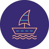 Sailing Boat Line Two Color Circle Icon vector