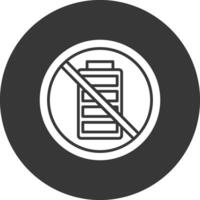 Empty Battery Glyph Inverted Icon vector